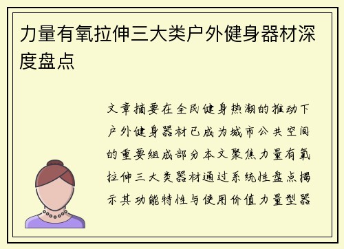 力量有氧拉伸三大类户外健身器材深度盘点
